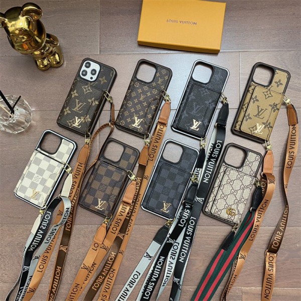 Louis Vuitton Fashion  shoulder card holder gucci iPhone 16/16 pro max 15 plus 14 pro case coque gucci lv iPhone 16 pro 16 plus 16 Pro Max  Case Custodia Hulle FundaFashion Brand iphone 15 16 pro max  Full Cover housse