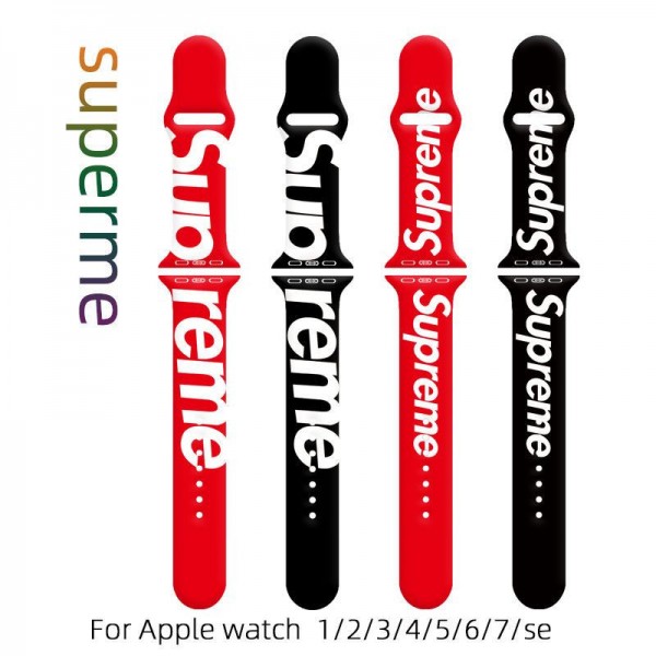 Supreme apple Watch 10 9 8 Band 38mm / 40mm / 41mm / 42mm / 44mm / 45mm/49mmLuxurious Leather Apple Watch 10 9 8 BandStrap Supreme Replacement Sport Wristbands for iWatch 10/9/8/ultra2/se2Luxury Designer Classic Monogram Apple Watch10/9 Band